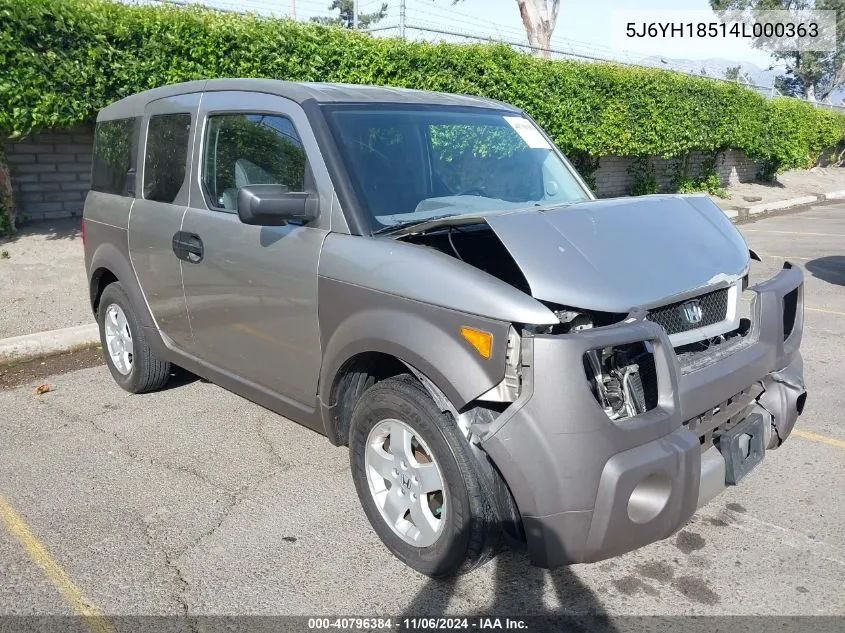 2004 Honda Element Ex VIN: 5J6YH18514L000363 Lot: 40796384