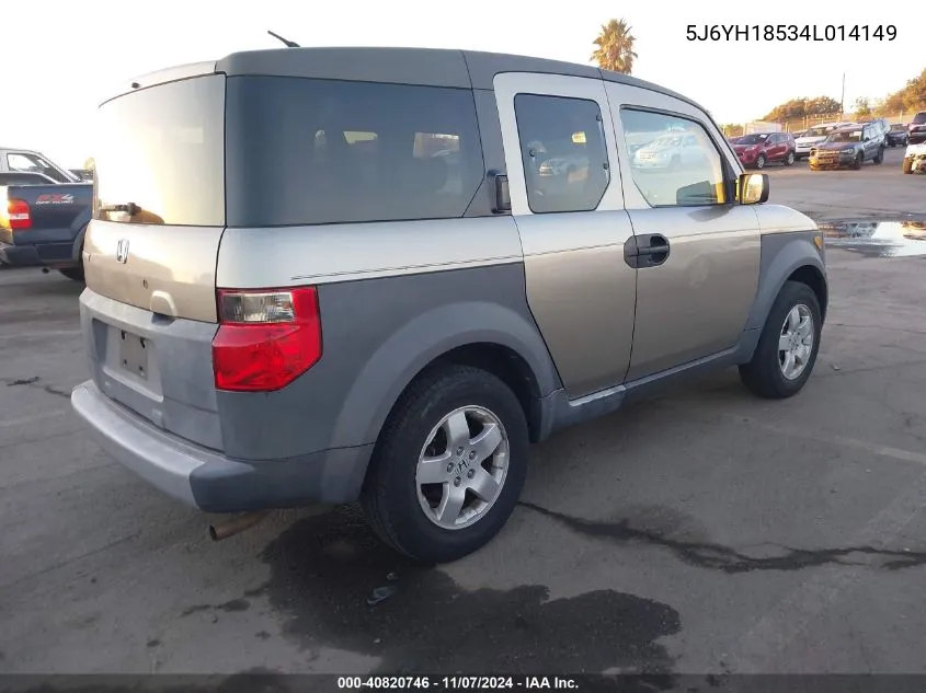 2004 Honda Element Ex VIN: 5J6YH18534L014149 Lot: 40820746