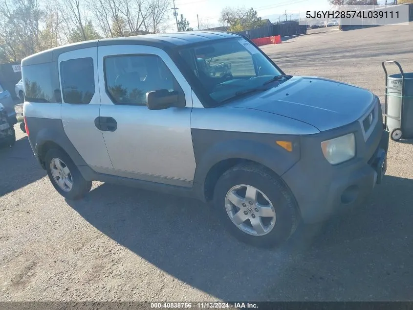 2004 Honda Element Ex VIN: 5J6YH28574L039111 Lot: 40838756