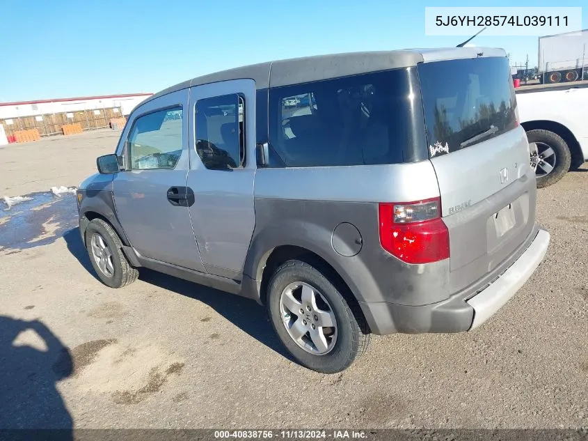 2004 Honda Element Ex VIN: 5J6YH28574L039111 Lot: 40838756