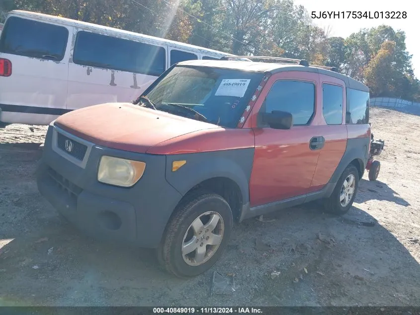 2004 Honda Element Ex VIN: 5J6YH17534L013228 Lot: 40849019