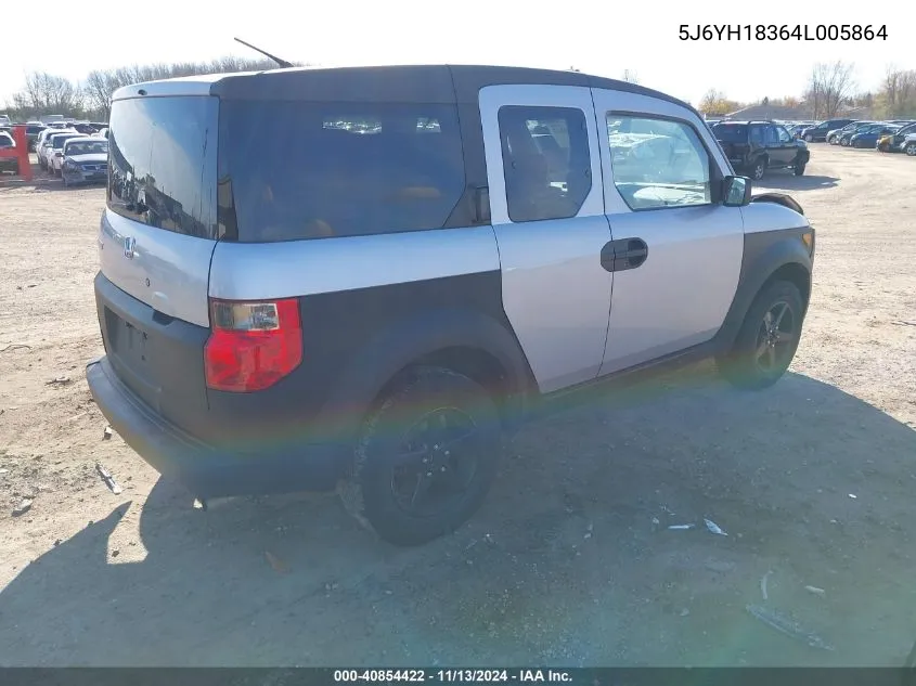 2004 Honda Element Lx VIN: 5J6YH18364L005864 Lot: 40854422