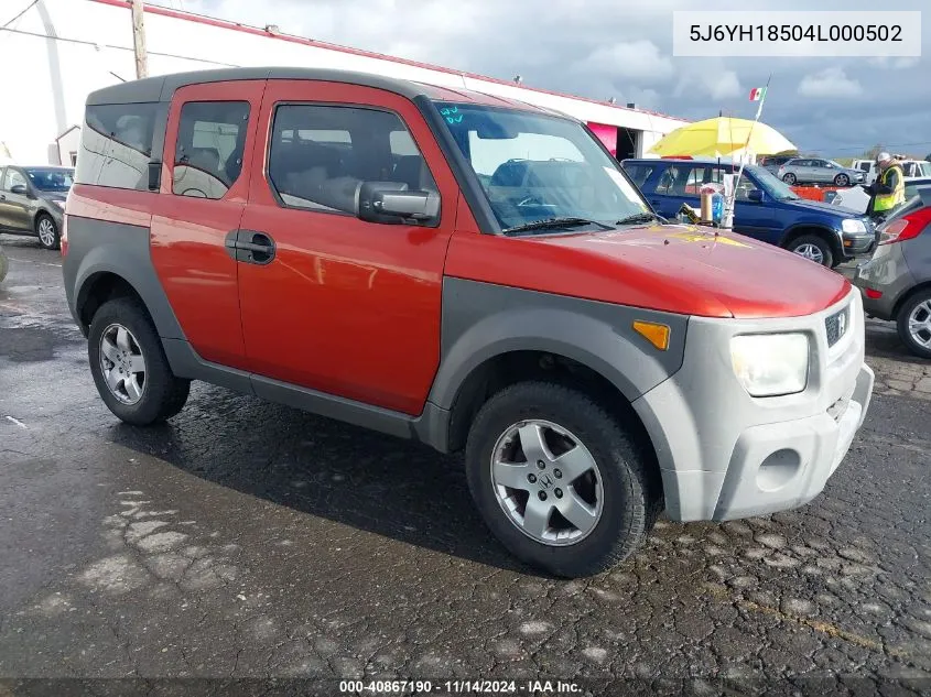 2004 Honda Element Ex VIN: 5J6YH18504L000502 Lot: 40867190