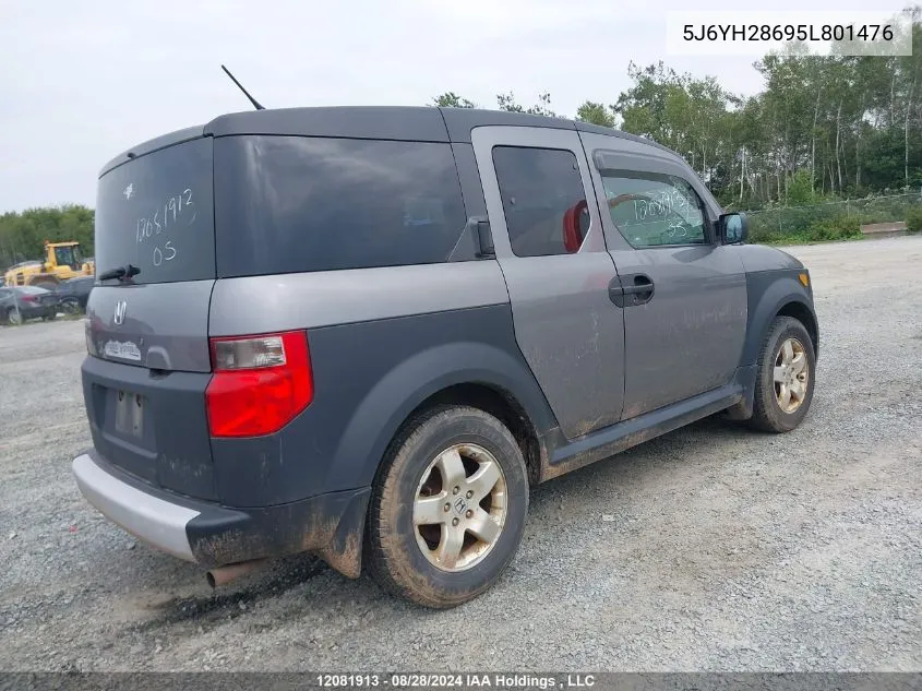 2005 Honda Element VIN: 5J6YH28695L801476 Lot: 12081913