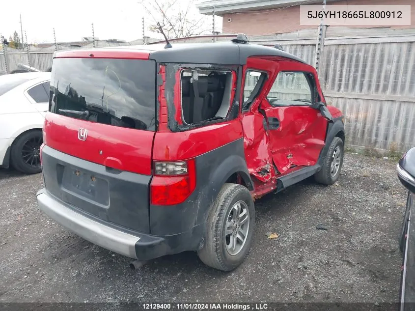 2005 Honda Element VIN: 5J6YH18665L800912 Lot: 12129400