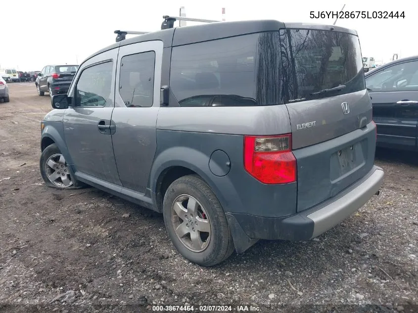 2005 Honda Element Ex VIN: 5J6YH28675L032444 Lot: 38674464