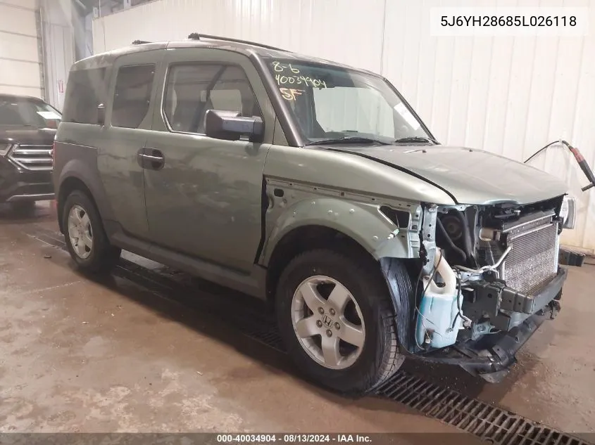 5J6YH28685L026118 2005 Honda Element Ex