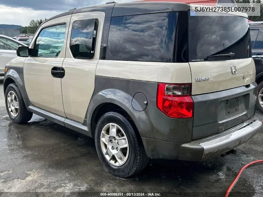 5J6YH27385L007978 2005 Honda Element Lx