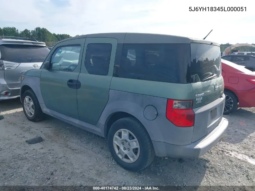 5J6YH18345L000051 2005 Honda Element Lx