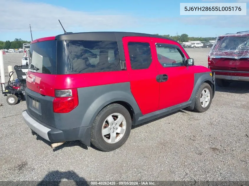 2005 Honda Element Ex VIN: 5J6YH28655L005176 Lot: 40680863