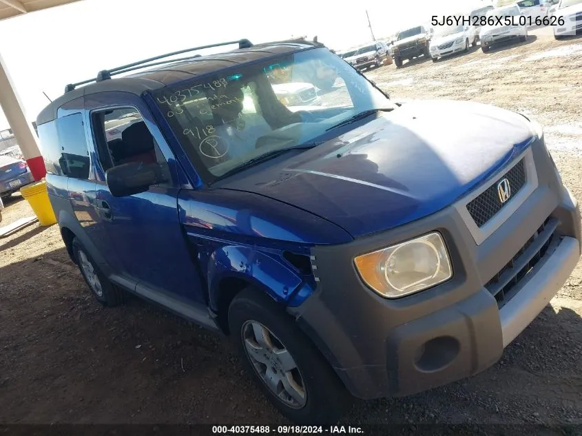 2005 Honda Element Ex VIN: 5J6YH286X5L016626 Lot: 40375488