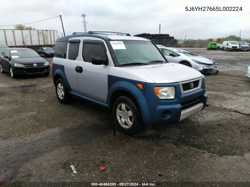 2005 Honda Element Ex VIN: 5J6YH27665L002224 Lot: 40466200