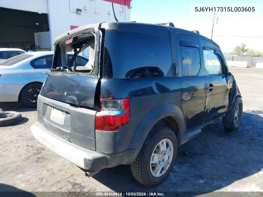 2005 Honda Element Lx VIN: 5J6YH17315L003605 Lot: 40469614