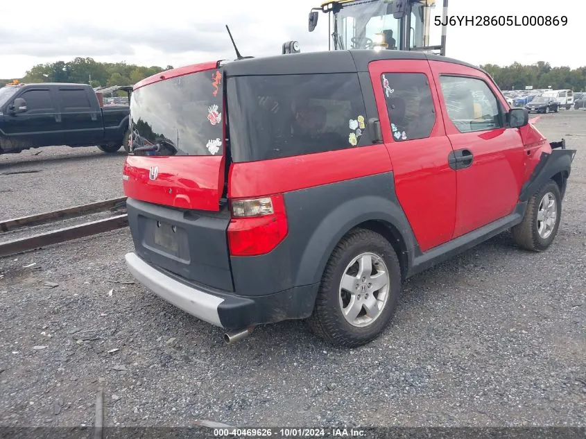 2005 Honda Element Ex VIN: 5J6YH28605L000869 Lot: 40469626