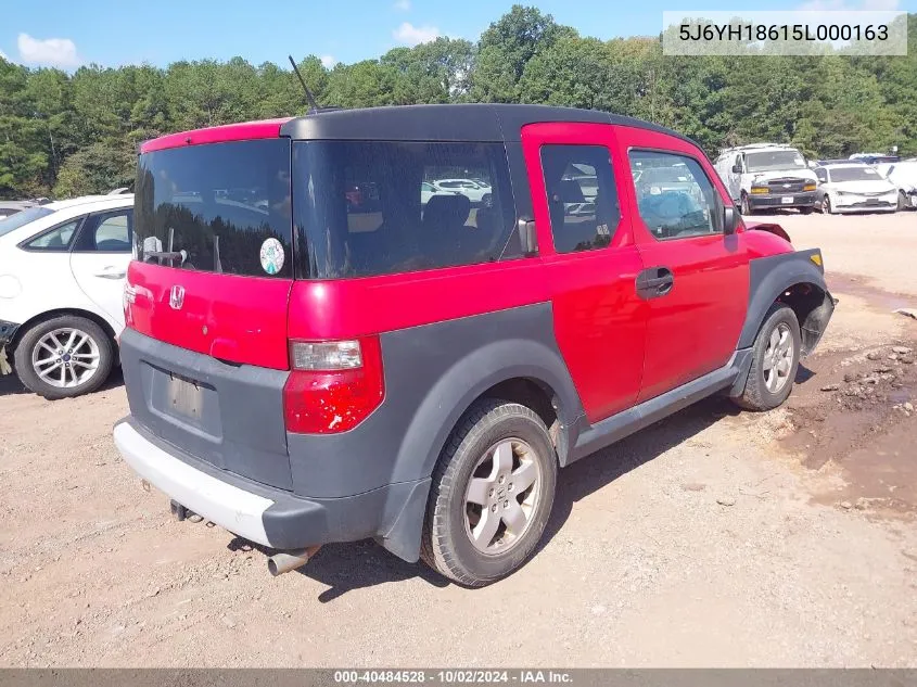 2005 Honda Element Ex VIN: 5J6YH18615L000163 Lot: 40484528