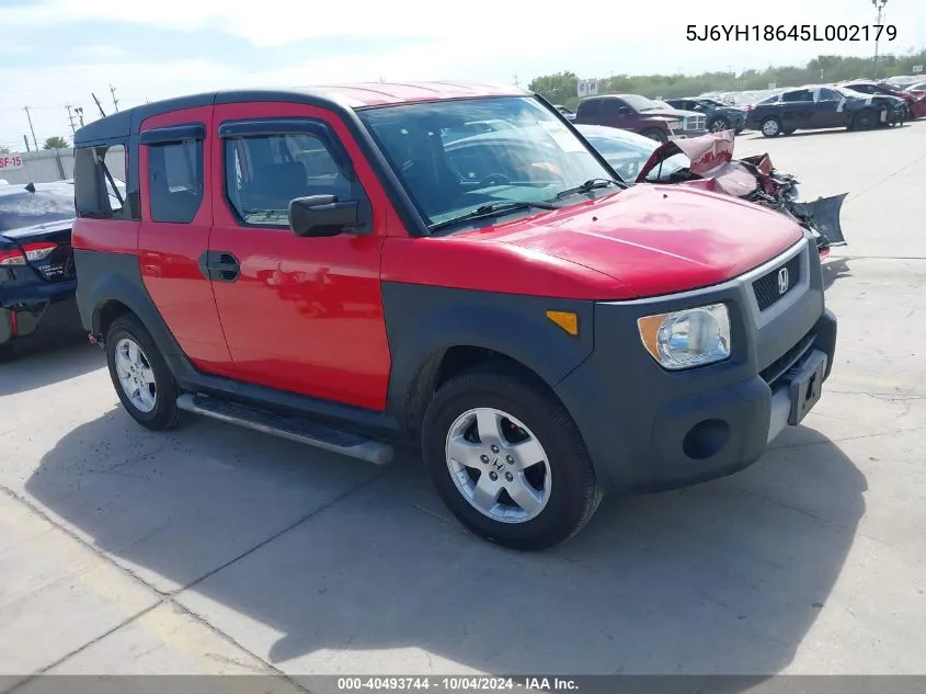 2005 Honda Element Ex VIN: 5J6YH18645L002179 Lot: 40493744