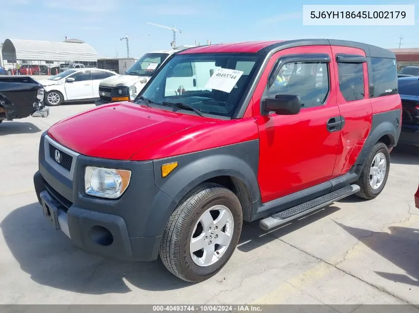 2005 Honda Element Ex VIN: 5J6YH18645L002179 Lot: 40493744