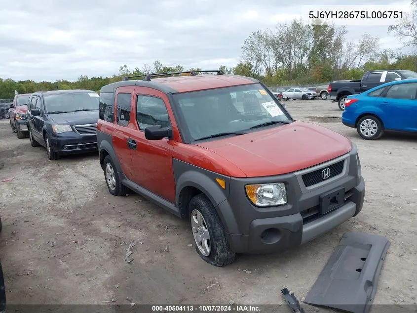 2005 Honda Element Ex VIN: 5J6YH28675L006751 Lot: 40504113