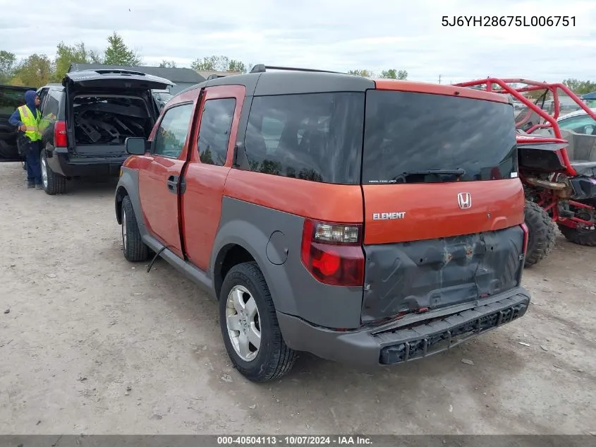 2005 Honda Element Ex VIN: 5J6YH28675L006751 Lot: 40504113