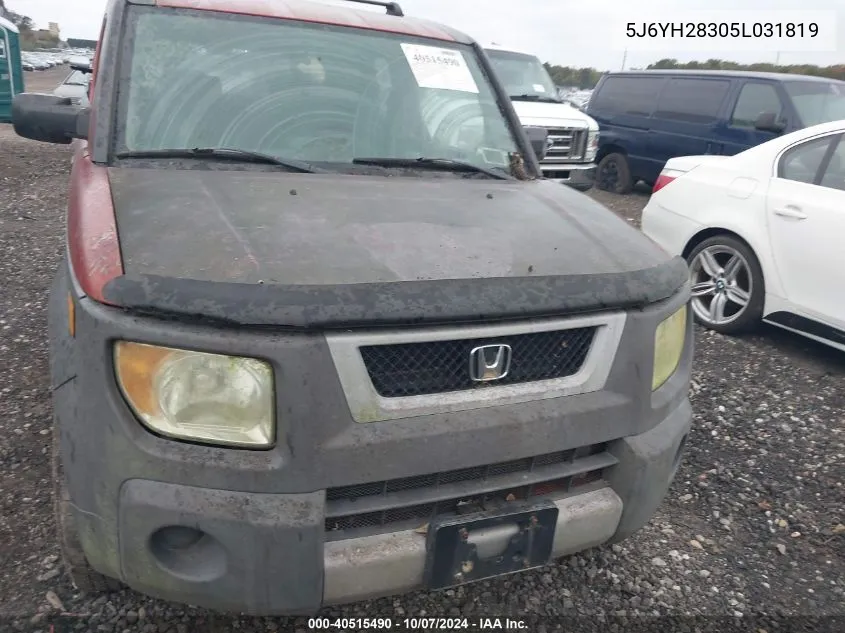 2005 Honda Element Lx VIN: 5J6YH28305L031819 Lot: 40515490