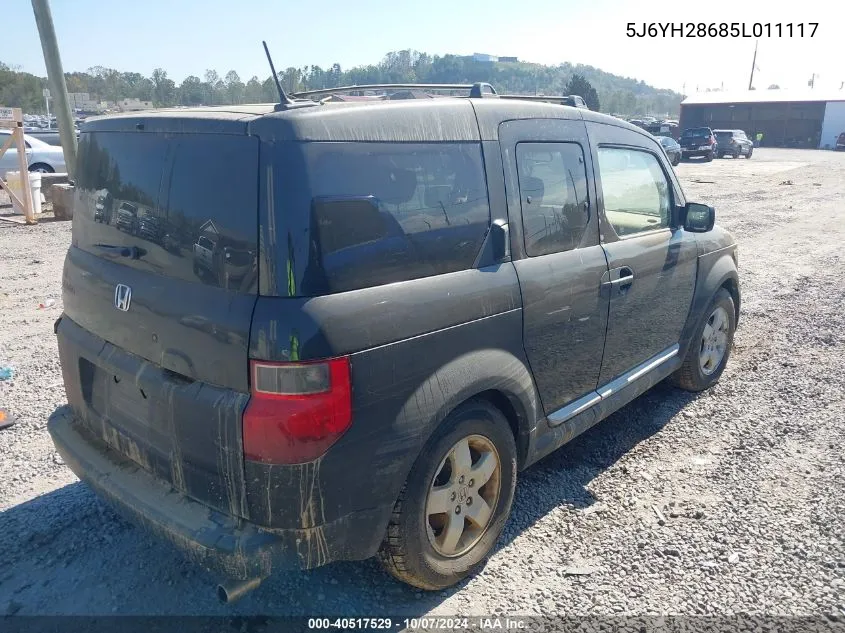 2005 Honda Element Ex VIN: 5J6YH28685L011117 Lot: 40517529