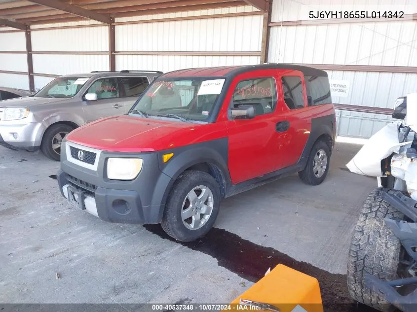 2005 Honda Element Ex VIN: 5J6YH18655L014342 Lot: 40537348