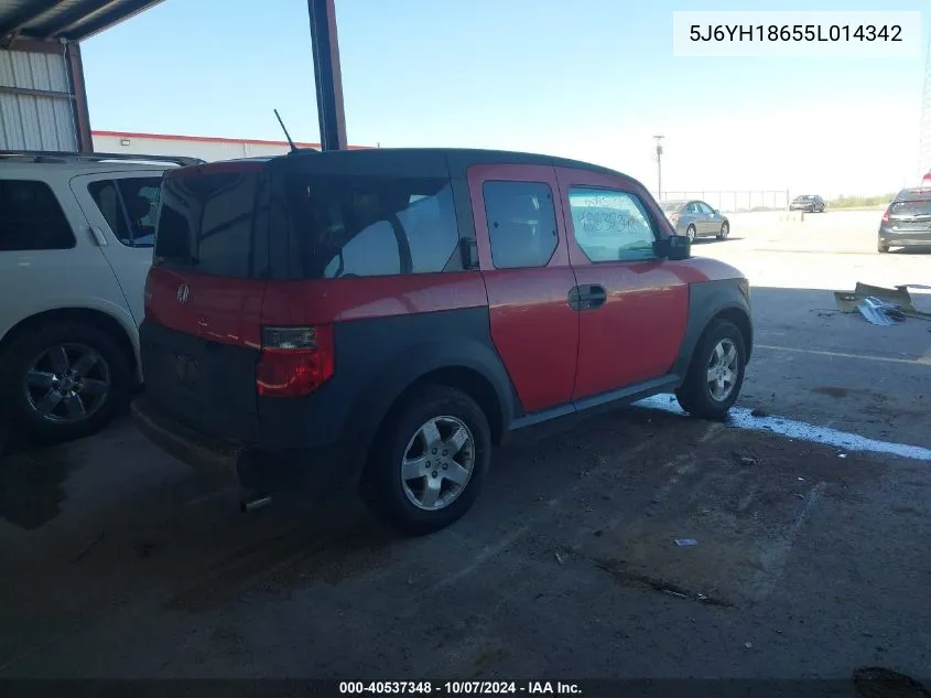 2005 Honda Element Ex VIN: 5J6YH18655L014342 Lot: 40537348