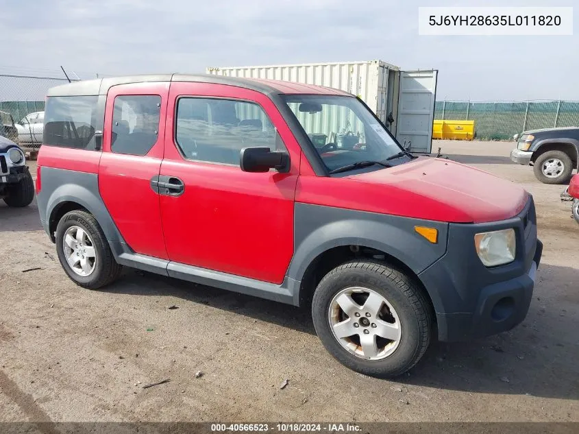 2005 Honda Element Ex VIN: 5J6YH28635L011820 Lot: 40566523