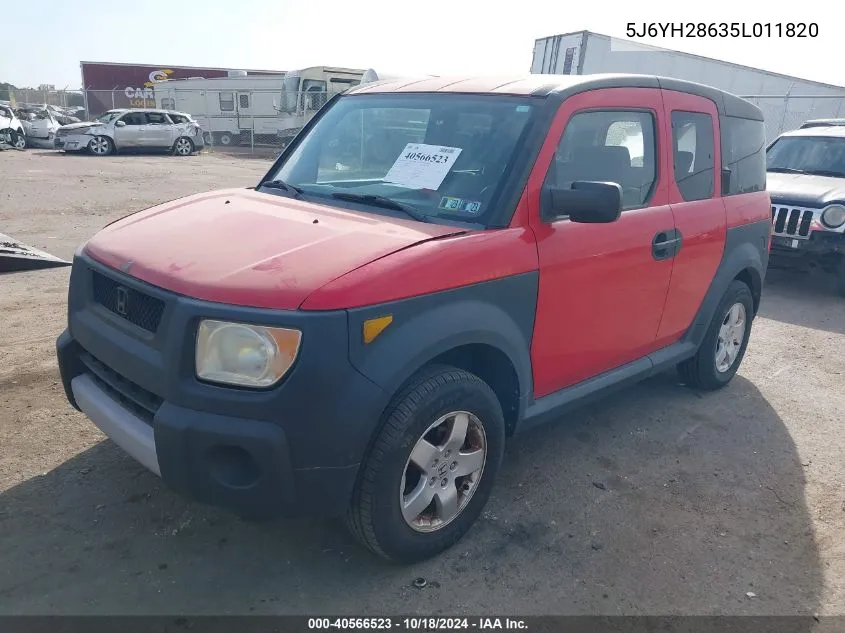 2005 Honda Element Ex VIN: 5J6YH28635L011820 Lot: 40566523