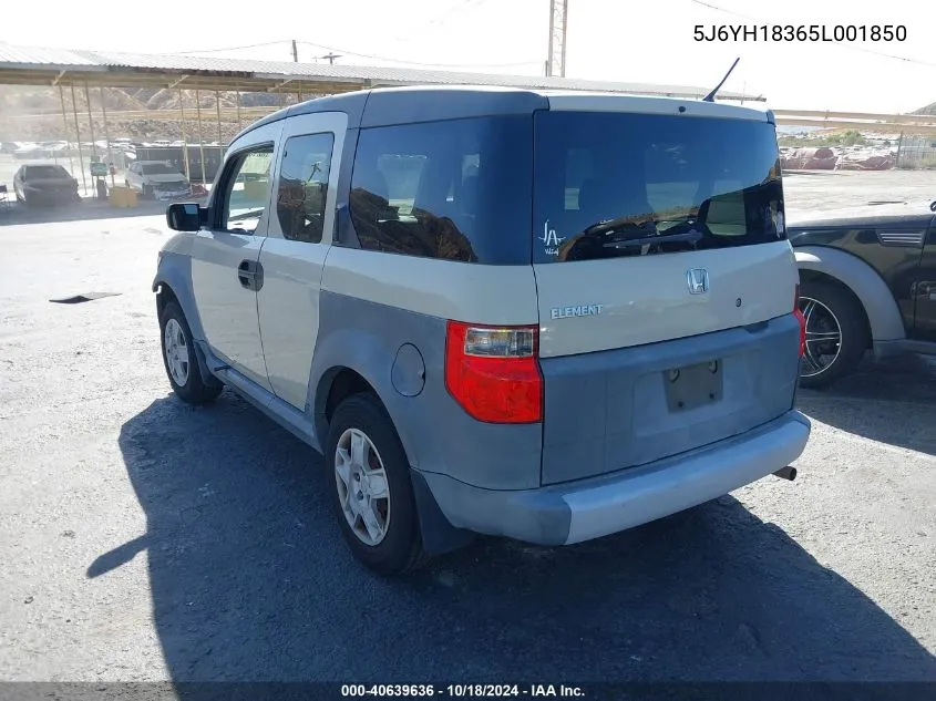 2005 Honda Element Lx VIN: 5J6YH18365L001850 Lot: 40639636