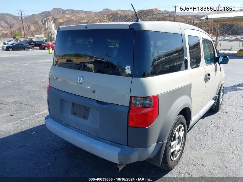 2005 Honda Element Lx VIN: 5J6YH18365L001850 Lot: 40639636