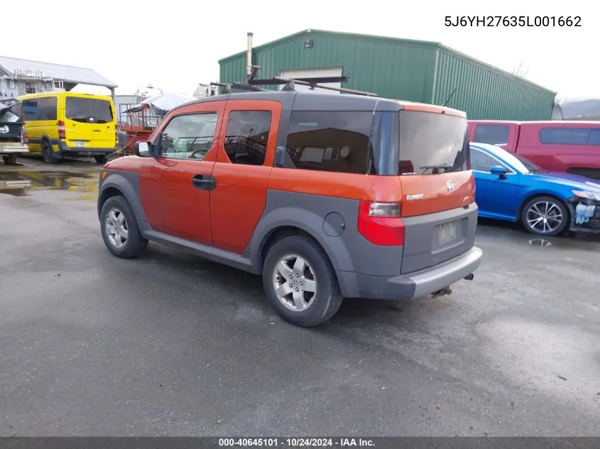 2005 Honda Element Ex VIN: 5J6YH27635L001662 Lot: 40645101