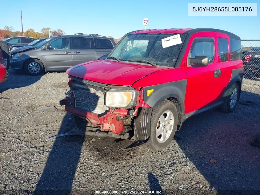 2005 Honda Element Ex VIN: 5J6YH28655L005176 Lot: 40680863