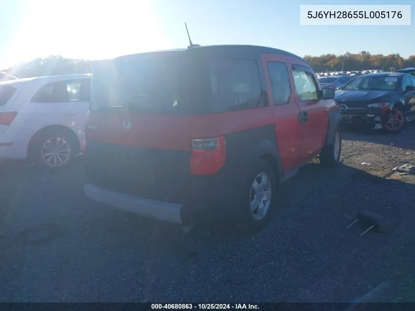 2005 Honda Element Ex VIN: 5J6YH28655L005176 Lot: 40680863