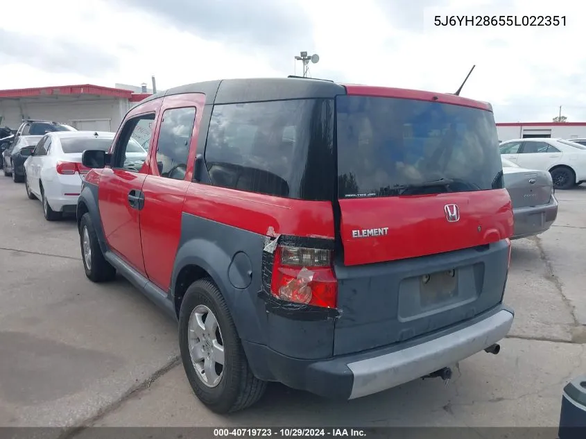 2005 Honda Element Ex VIN: 5J6YH28655L022351 Lot: 40719723