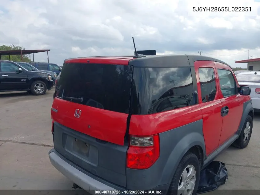 2005 Honda Element Ex VIN: 5J6YH28655L022351 Lot: 40719723