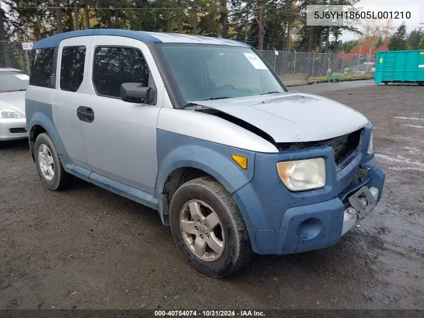 2005 Honda Element Ex VIN: 5J6YH18605L001210 Lot: 40754074