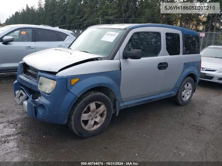 2005 Honda Element Ex VIN: 5J6YH18605L001210 Lot: 40754074