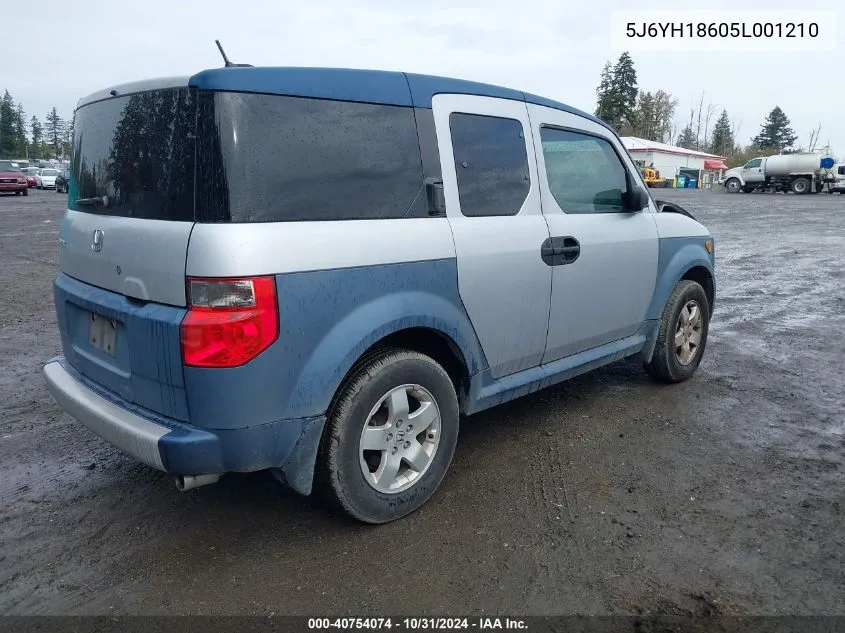 2005 Honda Element Ex VIN: 5J6YH18605L001210 Lot: 40754074