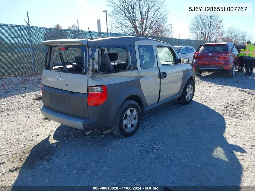 2005 Honda Element Ex VIN: 5J6YH28655L007767 Lot: 40810028