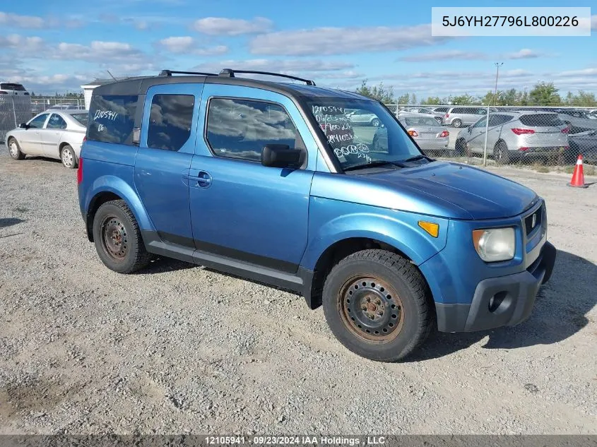 2006 Honda Element VIN: 5J6YH27796L800226 Lot: 12105941