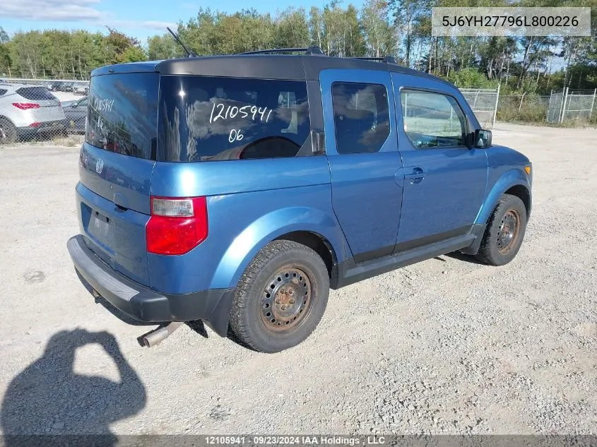 2006 Honda Element VIN: 5J6YH27796L800226 Lot: 12105941