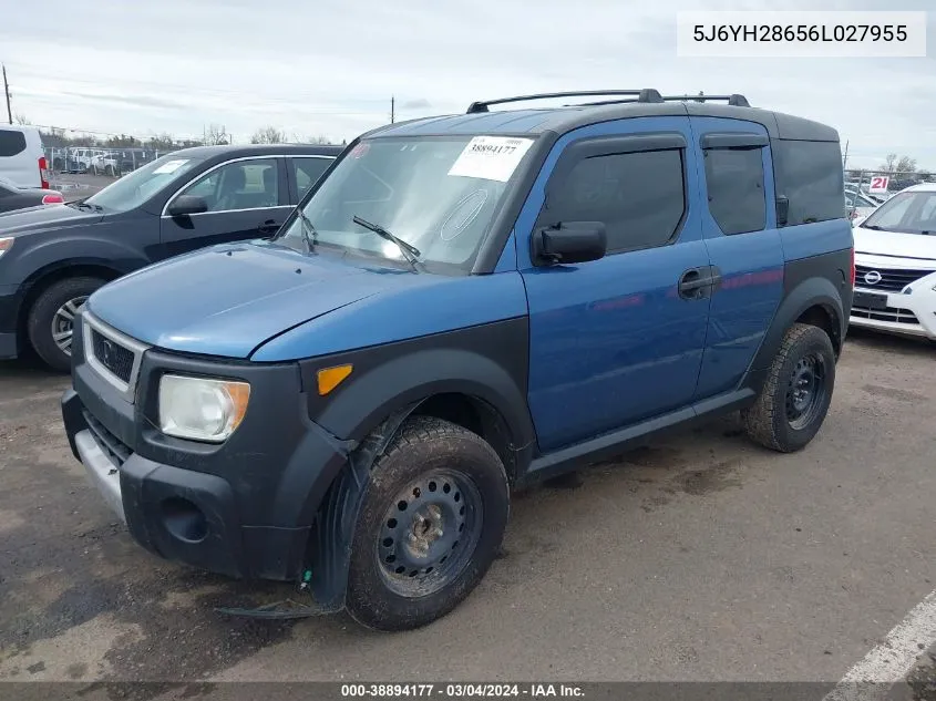 2006 Honda Element Ex VIN: 5J6YH28656L027955 Lot: 38894177