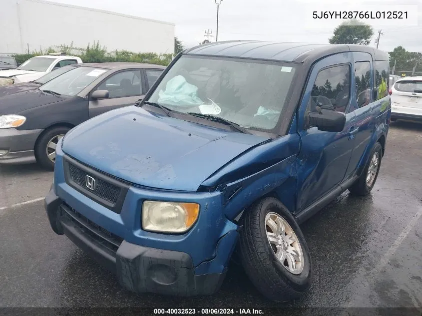 2006 Honda Element Ex-P VIN: 5J6YH28766L012521 Lot: 40032523