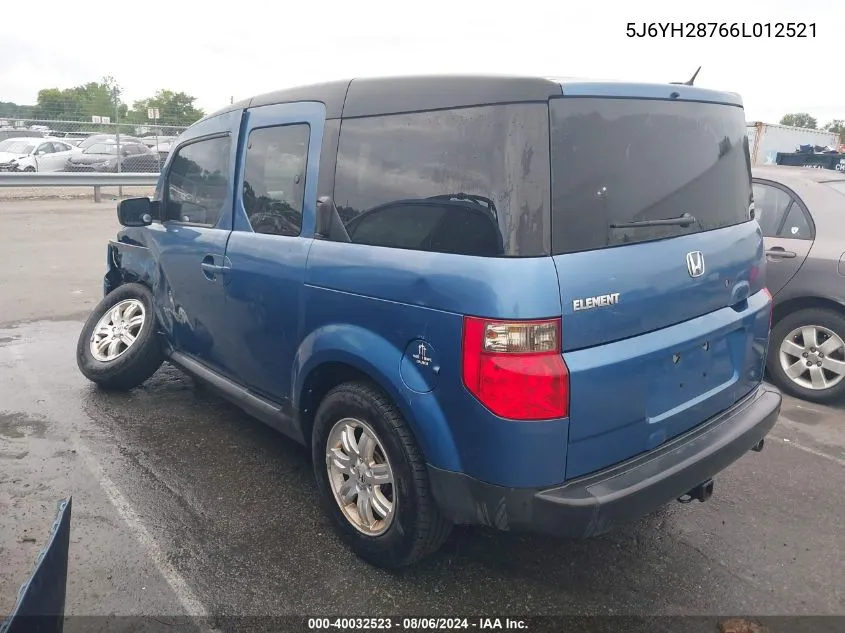 2006 Honda Element Ex-P VIN: 5J6YH28766L012521 Lot: 40032523