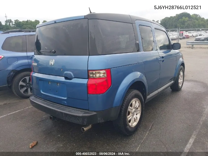 2006 Honda Element Ex-P VIN: 5J6YH28766L012521 Lot: 40032523