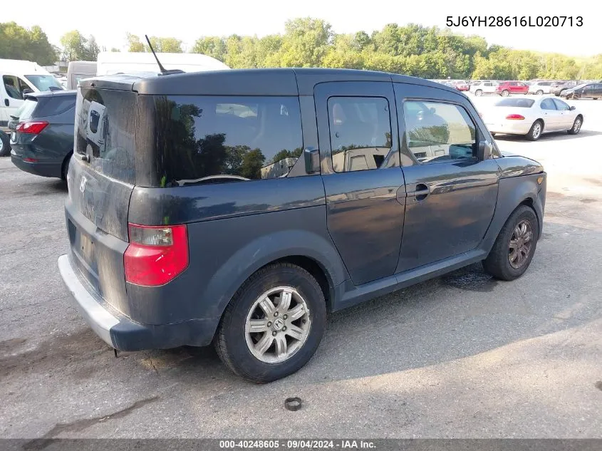 2006 Honda Element Ex VIN: 5J6YH28616L020713 Lot: 40248605