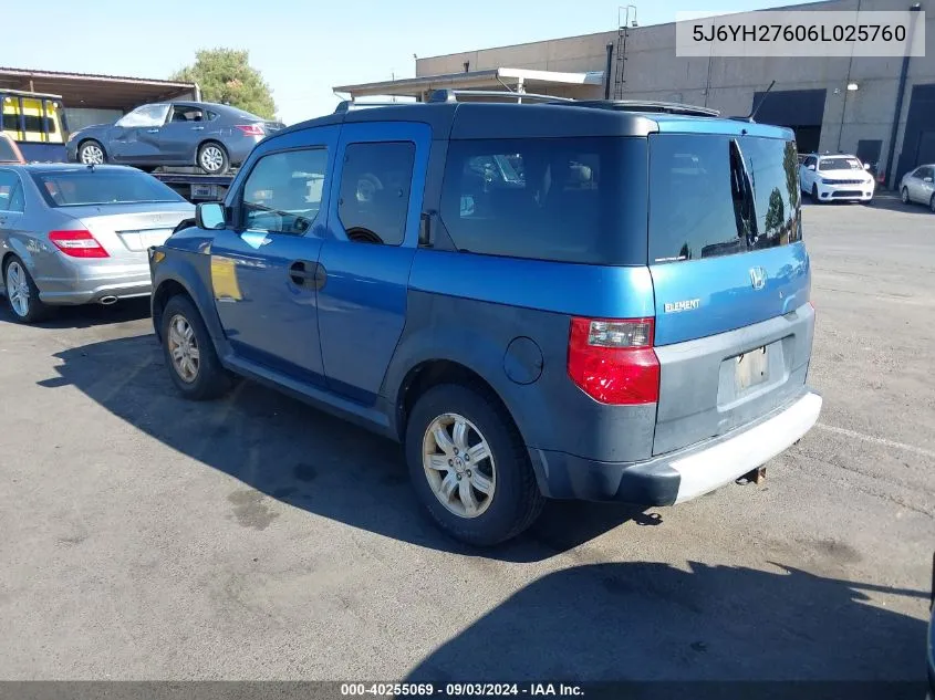 5J6YH27606L025760 2006 Honda Element Ex