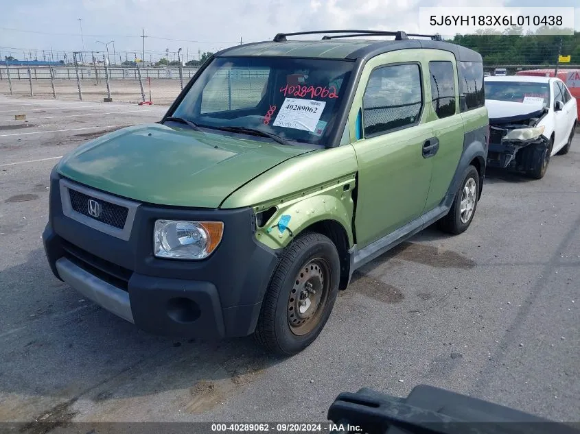 2006 Honda Element Lx VIN: 5J6YH183X6L010438 Lot: 40289062