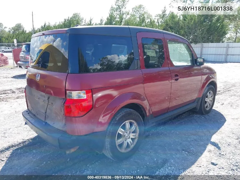 2006 Honda Element Ex-P VIN: 5J6YH18716L001338 Lot: 40319836